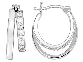 White Cubic Zirconia Rhodium Over Sterling Silver Earrings 0.64ctw
