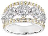 White Cubic Zirconia Rhodium Over Silver And 18k Yellow Gold Over Silver Ring 4.08ctw