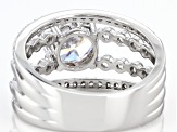 White Cubic Zirconia Rhodium Over Sterling Silver Ring 4.53ctw