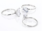 White Cubic Zirconia Rhodium Over Sterling Silver Ring Set of 3 8.47ctw
