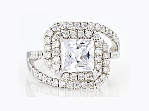 ネットオフ 送料得店  White 4.67 Ring Silver Sterling Over Platinum Zirconia Cubic シューズ(女性用)