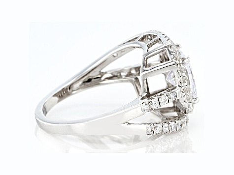 White Cubic Zirconia Platinum Over Sterling Silver Ring 4.67