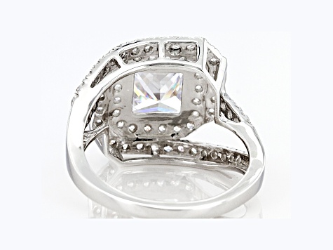 White Cubic Zirconia Platinum Over Sterling Silver Ring 4.67