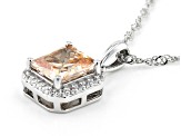 Champagne and White Cubic Zirconia Rhodium Over Silver Pendant With Chain. (2.44ctw DEW)