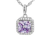 Purple and White Cubic Zirconia Rhodium Over Silver Pendant With Chain. (2.44ctw DEW)