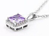 Purple and White Cubic Zirconia Rhodium Over Silver Pendant With Chain. (2.44ctw DEW)