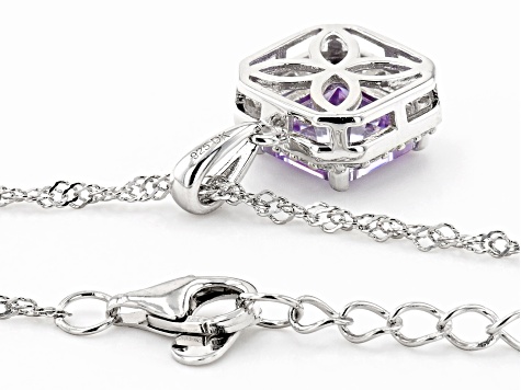 Purple and White Cubic Zirconia Rhodium Over Silver Pendant With Chain. (2.44ctw DEW)