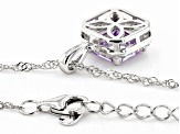 Purple and White Cubic Zirconia Rhodium Over Silver Pendant With Chain. (2.44ctw DEW)