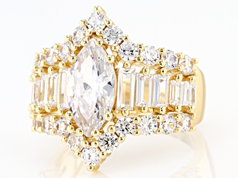 White Cubic Zirconia 18k Yellow Gold Over Sterling Silver Ring 6.96ctw ...