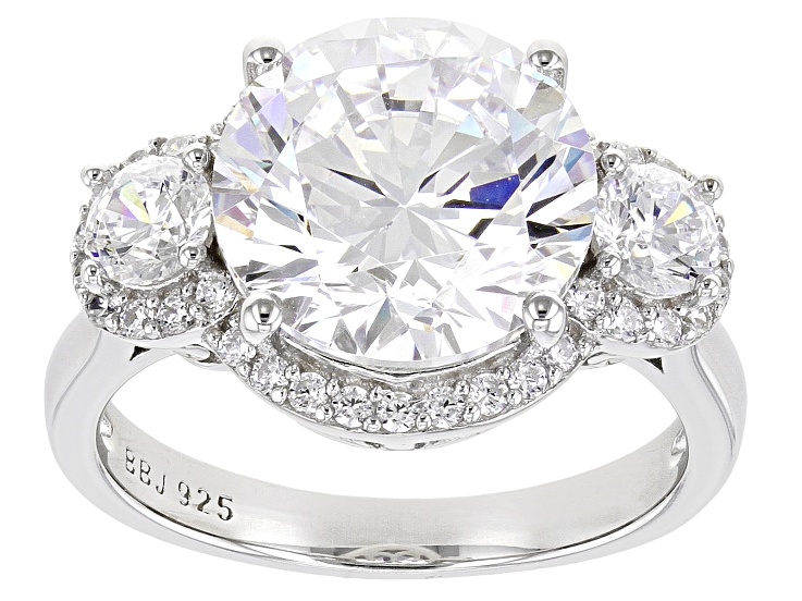 White Cubic Zirconia Rhodium Over Sterling Silver Ring 11.42
