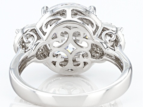 White Cubic Zirconia Rhodium Over Sterling Silver Ring 11.42