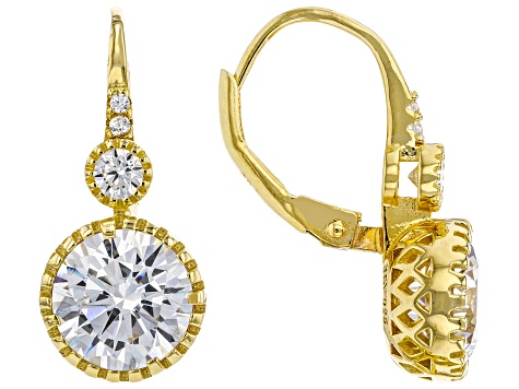 White Cubic Zirconia 18k Yellow Gold Over Sterling Silver Earrings 6.92ctw