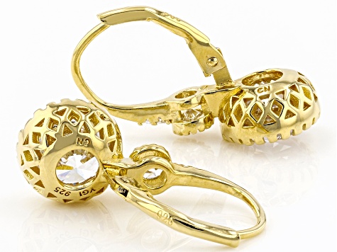 White Cubic Zirconia 18k Yellow Gold Over Sterling Silver Earrings 6.92ctw