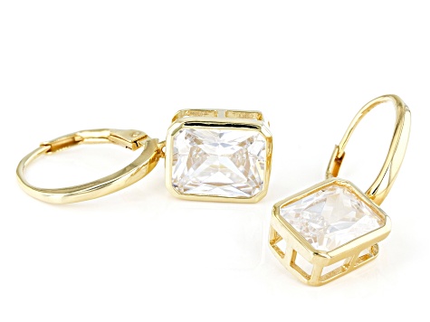 White Cubic Zirconia 18k Yellow Gold Over Sterling Silver Earrings 12.88ctw