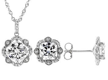 Picture of White Cubic Zirconia Rhodium Over Sterling Silver Jewelry Set 9.96ctw
