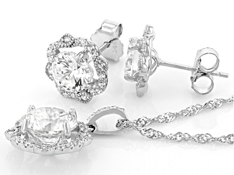 White Cubic Zirconia Rhodium Over Sterling Silver Jewelry Set 9.96ctw