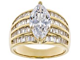 White Cubic Zirconia 18k Yellow Gold Over Sterling Silver Ring 6.10ctw