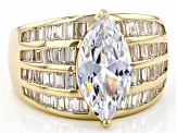 White Cubic Zirconia 18k Yellow Gold Over Sterling Silver Ring 6.10ctw