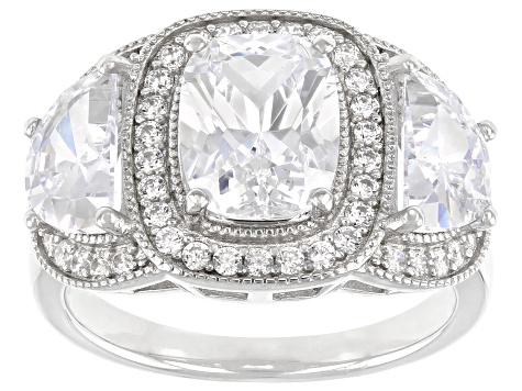 White Cubic Zirconia Platinum Over Sterling Silver Ring 7.93ctw