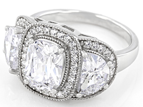 White Cubic Zirconia Platinum Over Sterling Silver Ring 7.93ctw