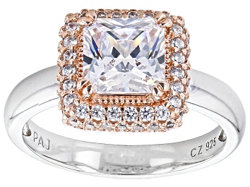Picture of White Cubic Zirconia Rhodium And 18k Rose Gold Over Sterling Silver Ring 3.34ctw