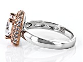 White Cubic Zirconia Rhodium And 18k Rose Gold Over Sterling Silver Ring 3.34ctw