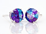 Multi Color Cubic Zirconia Rhodium Over Sterling Silver Stud Earrings 6.66ctw