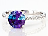 Multi Color And White Cubic Zirconia Rhodium Over Sterling Silver Ring 2.65ctw