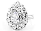 White Cubic Zirconia Platinum Over Sterling Silver Ring 6.56ctw