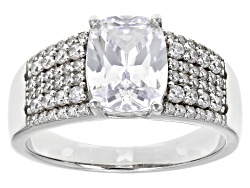 White Cubic Zirconia Rhodium Over Silver Ring 4.00ctw