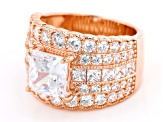 White Cubic Zirconia 18k Rose Gold Over Sterling Silver Ring 9.66ctw
