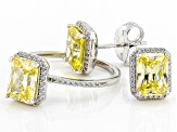 Canary And White Cubic Zirconia Rhodium Over Sterling Silver Ring 8.92ctw