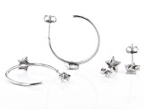 White Cubic Zirconia Rhodium Over Sterling Silver Star Earring Set 0.81ctw