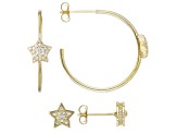 White Cubic Zirconia 18k Yellow Gold Over Sterling Silver Star Earring Set 0.81ctw