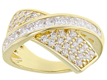 Picture of White Cubic Zirconia 18k Yellow Gold Over Sterling Silver Ring