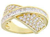 White Cubic Zirconia 18k Yellow Gold Over Sterling Silver Ring