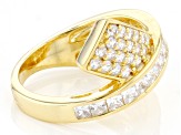 White Cubic Zirconia 18k Yellow Gold Over Sterling Silver Ring
