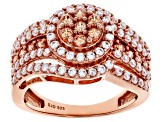 Champagne And White Cubic Zirconia 18k Rose Gold Over Sterling Silver Ring 2.13ctw