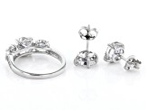 White Cubic Zirconia Rhodium Over Silver Ring and Earrings Set 7.36ctw