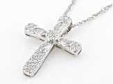 White Cubic Zirconia Rhodium Over Sterling Silver Pendant With Chain 1.15ctw