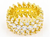 White Cubic Zirconia 18k Yellow Gold Over Sterling Silver Ring 10.18ctw