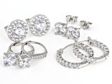 White Cubic Zirconia Platinum Over Sterling Silver Earring Set 7.46ctw