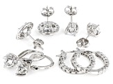 White Cubic Zirconia Platinum Over Sterling Silver Earring Set 7.46ctw