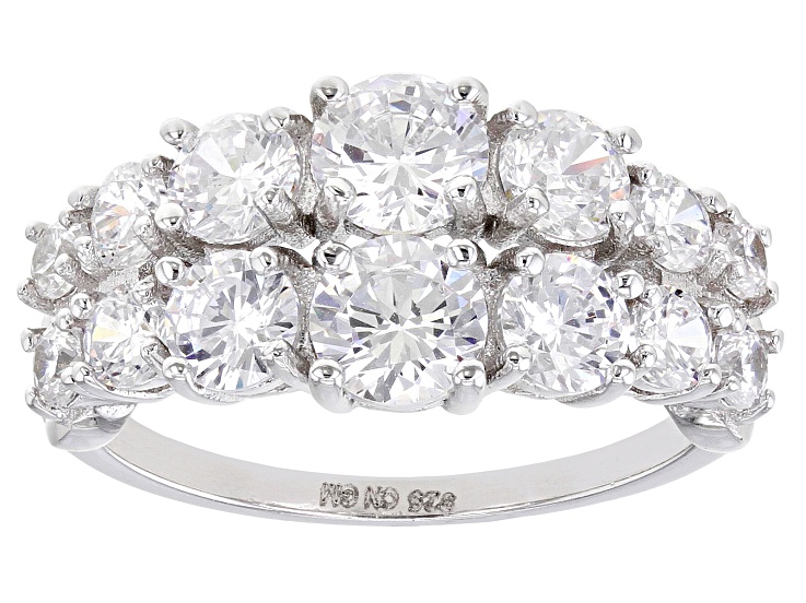 White Cubic Zirconia Rhodium Over Sterling Silver Ring 4.04ctw
