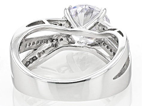 White Cubic Zirconia Rhodium Over Sterling Silver Ring 4.53ctw