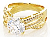 White Cubic Zirconia 18k Yellow Gold Over Sterling Silver Ring 4.53ctw