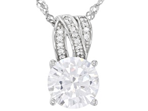 White Cubic Zirconia Rhodium Over Sterling Silver Pendant With Chain 4.30ctw