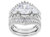 White Cubic Zirconia Rhodium Over Sterling Silver Ring And Guard Set 7.35ctw