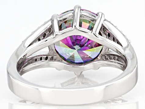 Multicolor And White Cubic Zirconia Rhodium Over Sterling Silver Ring 6.62ctw