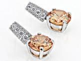 Champagne And White Cubic Zirconia Rhodium Over Sterling Silver Earrings 14.28ctw